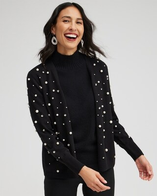 Faux Pearl & Rhinestone Cardigan Sweater | Chico's