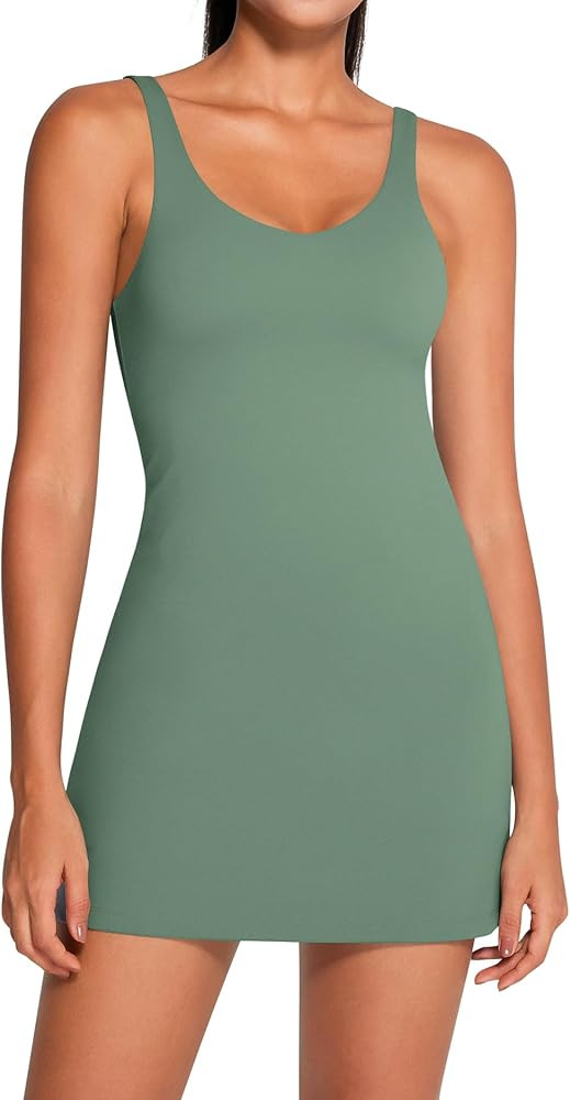 colorskin Womens Tennis Dress with Built in Shorts Open-Back Waistband Active Workout Dress Sleev... | Amazon (US)