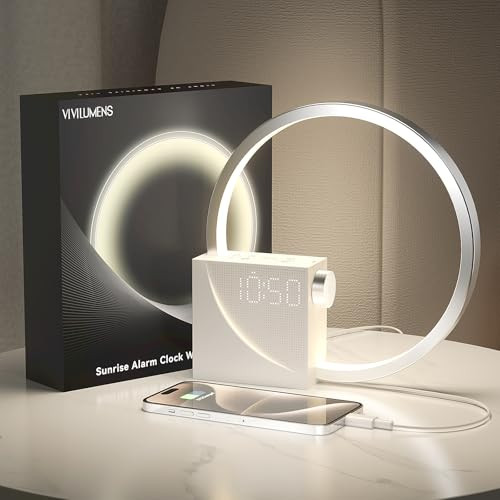 Vivilumens Sunrise Digital Alarm Clock, White Noise Sound Machine, Sleep Aid Timer with USB Port, Dimmable Digital Clocks Display, Snooze,10 Ringtones for Heavy Sleepers, for Adult Kid | Amazon (US)