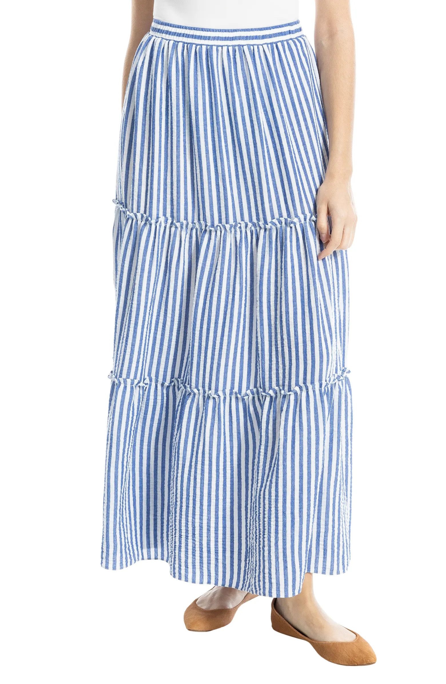 MAX STUDIO Stripe Tiered Maxi Skirt | Nordstromrack | Nordstrom Rack