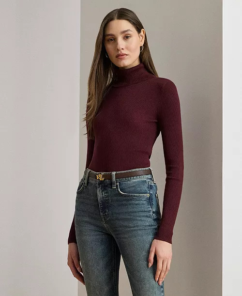 Lauren Ralph Lauren Ribbed Turtleneck Sweater, P/XS-XXL - Macy's | Macy's