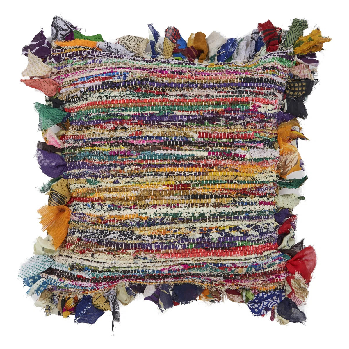 Rafi Multicolor Striped Chindi Hand-Woven Throw Pillow | Wayfair North America