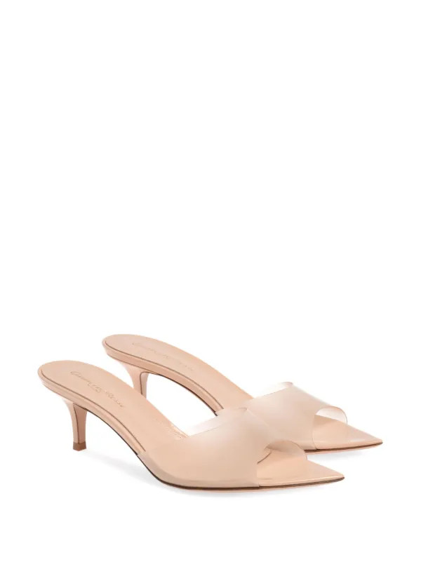 Gianvito Rossi Elle 55mm Translucent Mules | Neutrals | FARFETCH SG | Farfetch Global