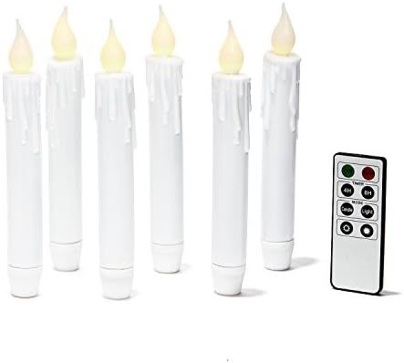 Amazon.com: LampLust Flameless Taper Candles with Remote - Batteries Included, 6 Inch White Resin... | Amazon (US)