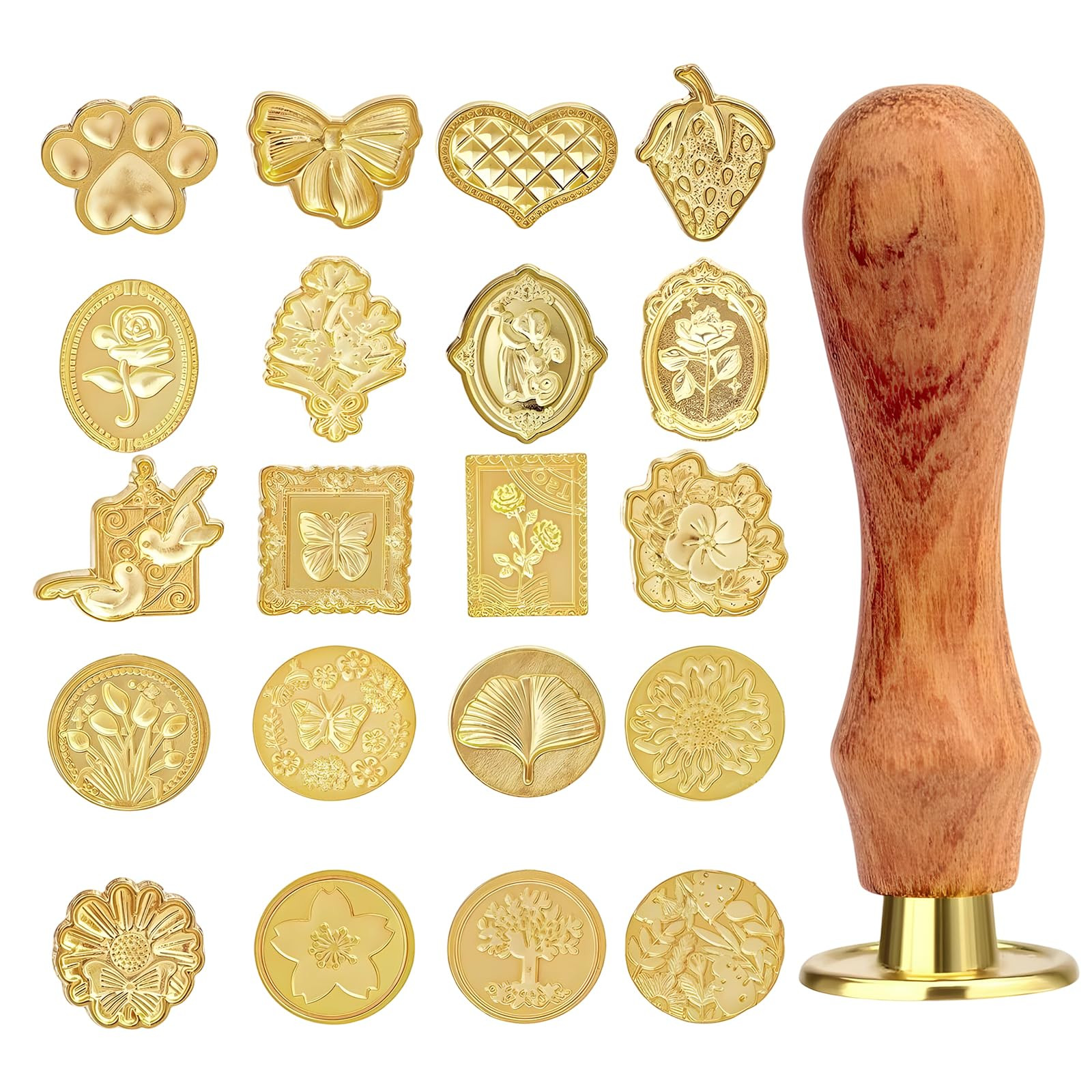 21-Piece Complete Set with Wooden Handles, Wax Seal Stamp Kit, Ideal for Wedding Invitations and ... | Amazon (US)