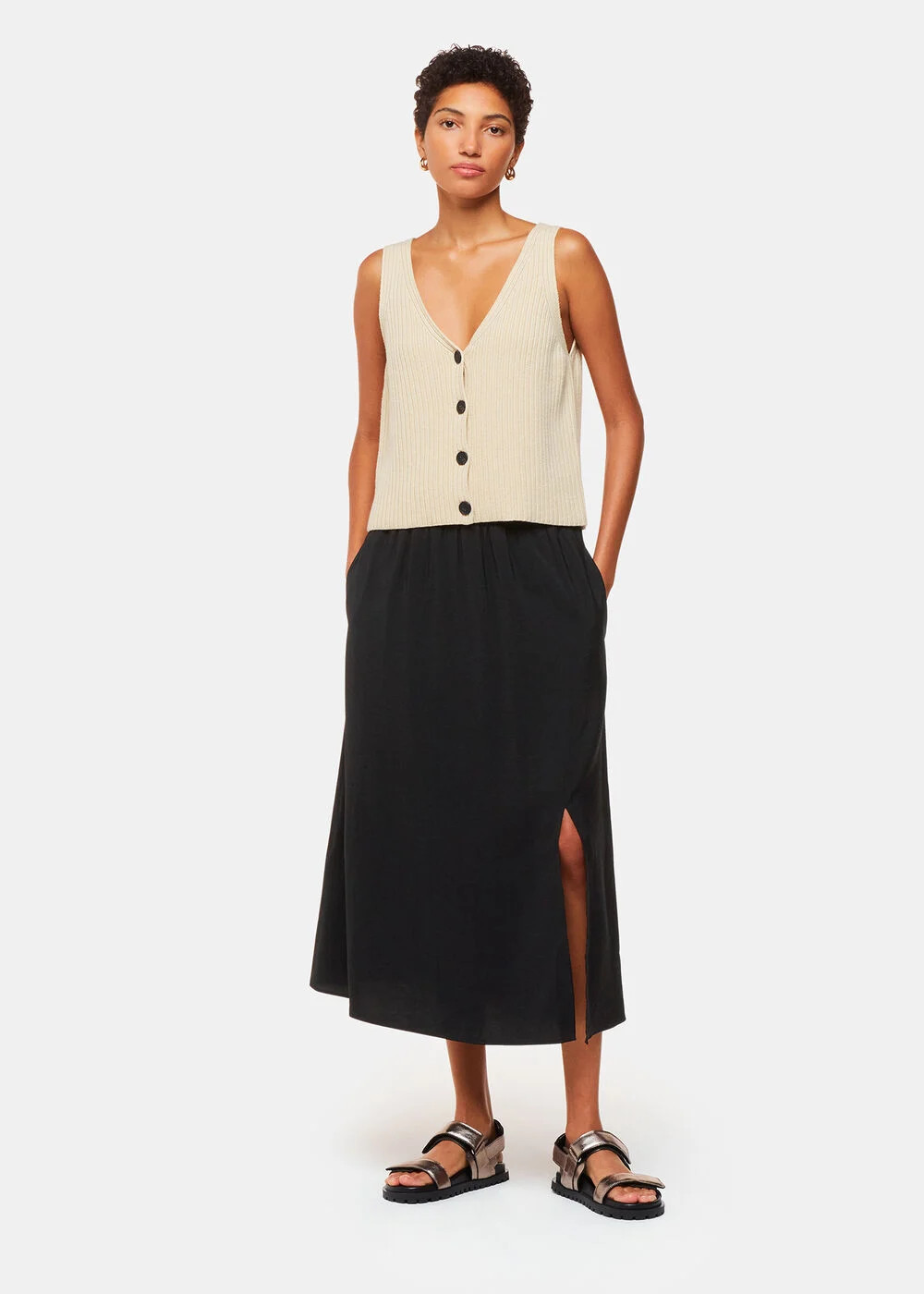 Black Eva Elasticated Waist Skirt | WHISTLES | Whistles UK | | Whistles