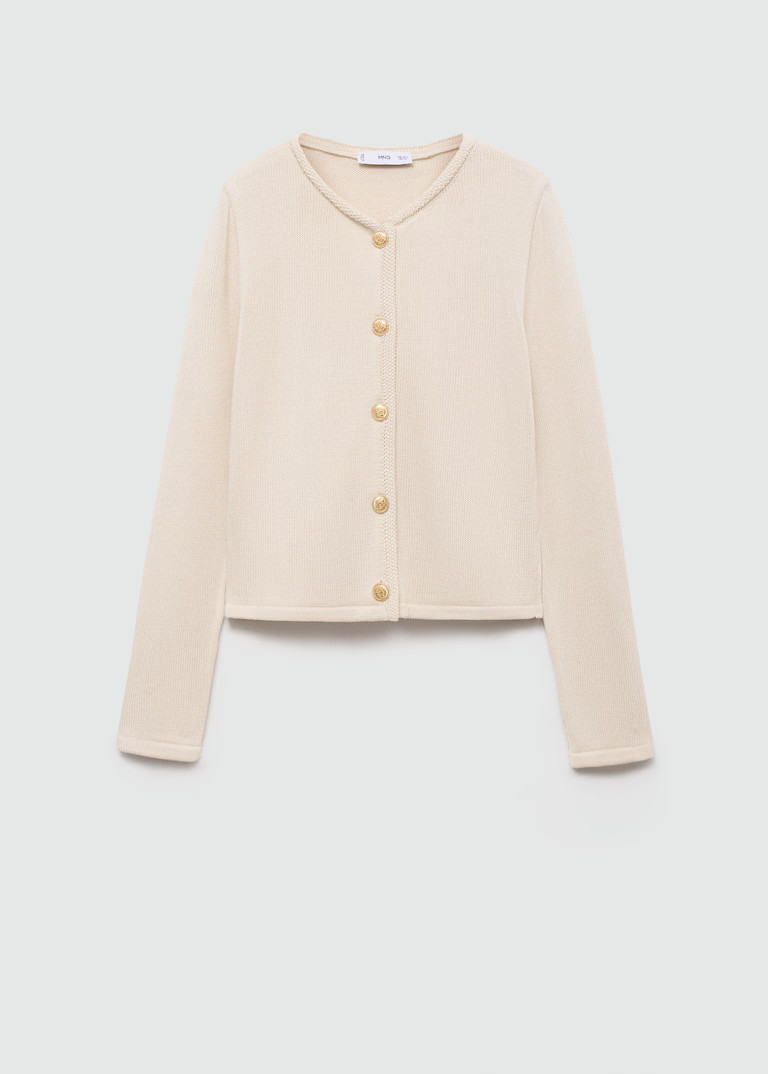 Knitted cardigan with jewel button | MANGO (UK)