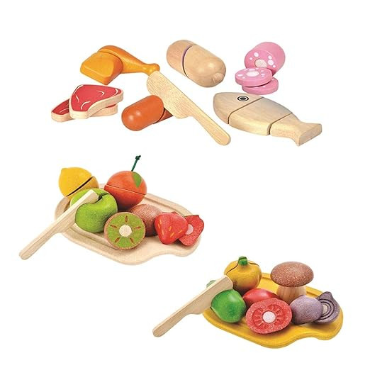 Amazon Basics 21-Piece Interactive Kids Toy Food Set, Assorted Fruits, Vegetables and Meats - 18 ... | Amazon (US)