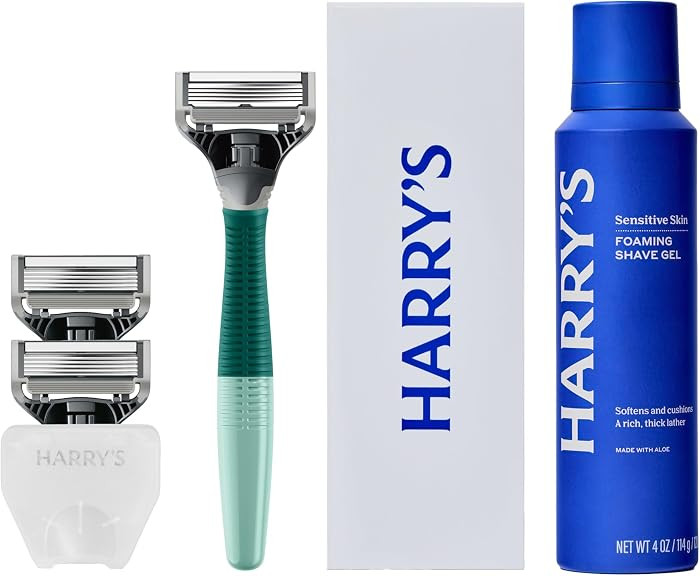 Harry's Original Shaving Kit for Men - 1 Razor Handle, 3 Razor Blade Refills, Foaming Shave Gel, ... | Amazon (US)