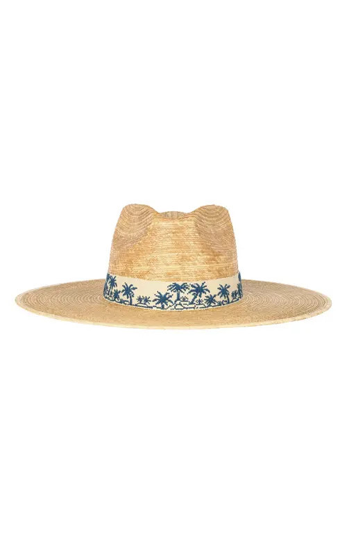 Sunshine Tienda Tropical Toile Palm Straw Straw Hat in Natural Multi at Nordstrom, Size X-Small | Nordstrom