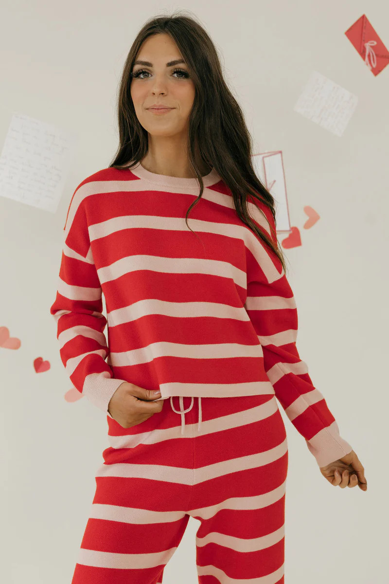 Harmony Sweater-Pink/Red | Love Olive Co