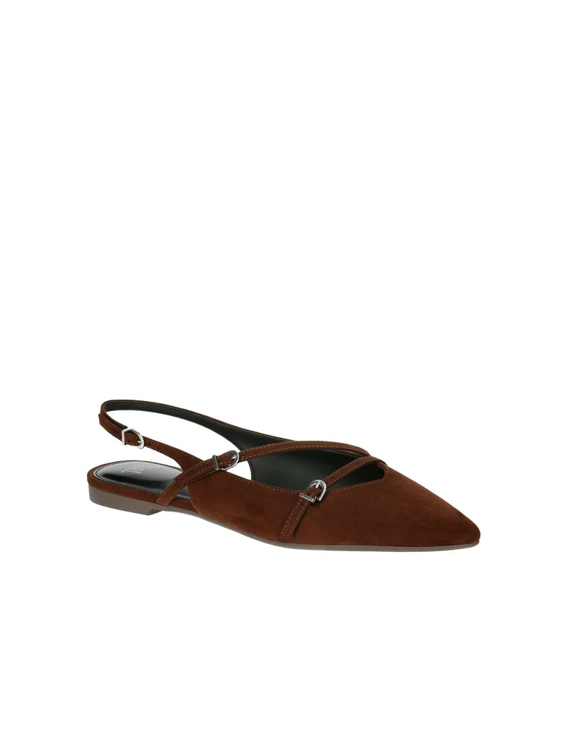 Time and Tru Women's Strappy Sling Back Flats | Walmart (US)