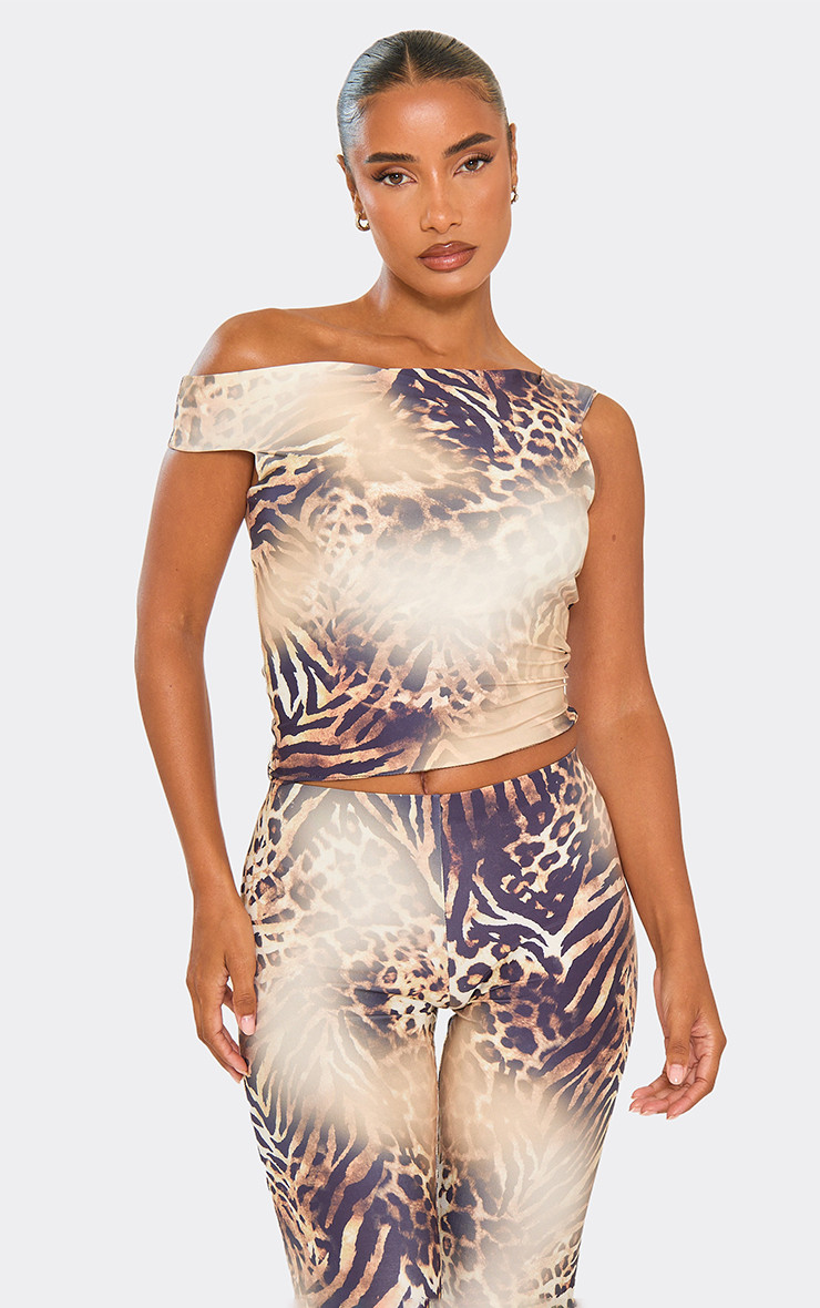 Bardot Fitted Top In Multi Animal Print | EGO (UK)