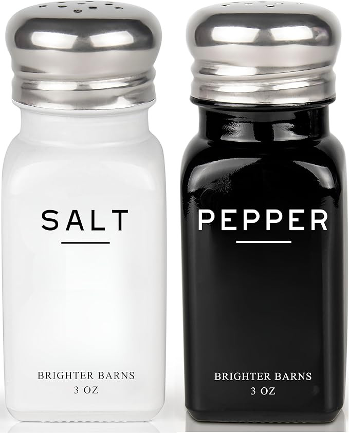 Farmhouse Salt and Pepper Shakers Set by Brighter Barns - Modern Kitchen Decor, Dining Table Coun... | Amazon (US)