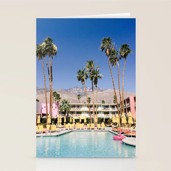 Poolside Palm Trees Stationery Cards | Society6