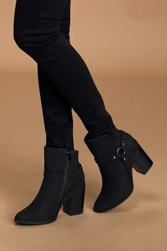 Marka Black Nubuck Ankle Booties | Lulus (US)