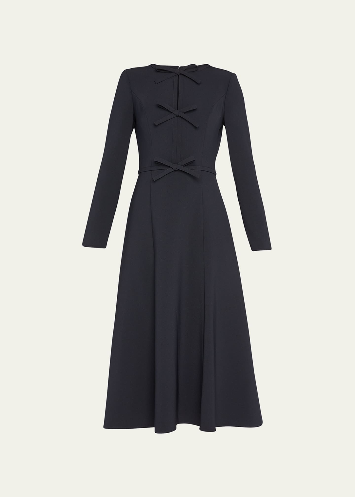Carolina Herrera Triple Bow Keyhole-Front Midi Dress | Bergdorf Goodman