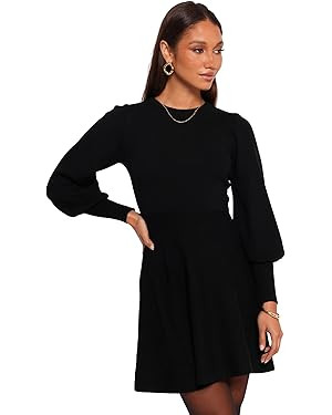 Petal & Pup Women's Gigi Long Sleeve Mini Dress - Black | Amazon (US)