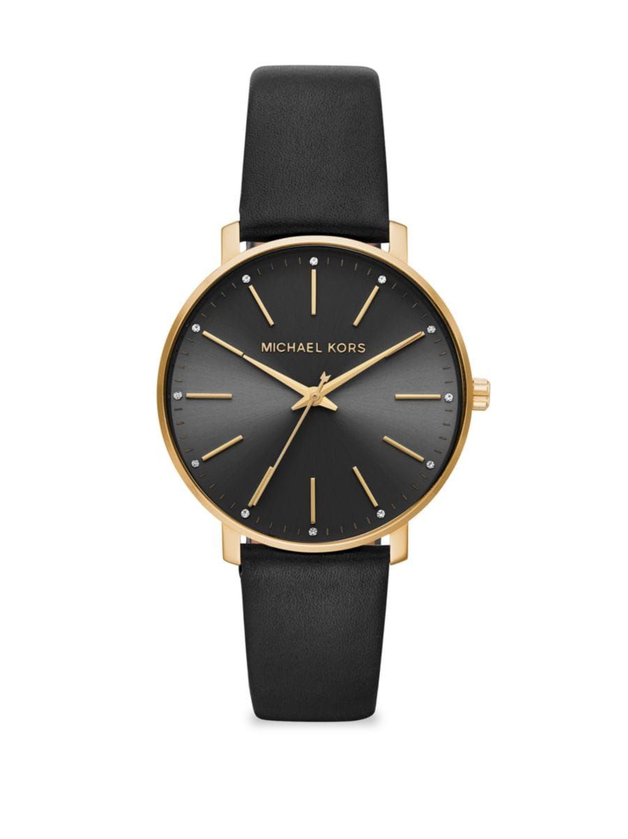 Pyper Three-Hand Black Leather Watch | Saks Fifth Avenue