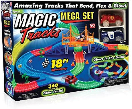Ontel Magic Tracks Mega Set - 2 LED Race Cars and 18 ft. of Flexible, Bendable Glow in The Dark R... | Amazon (US)