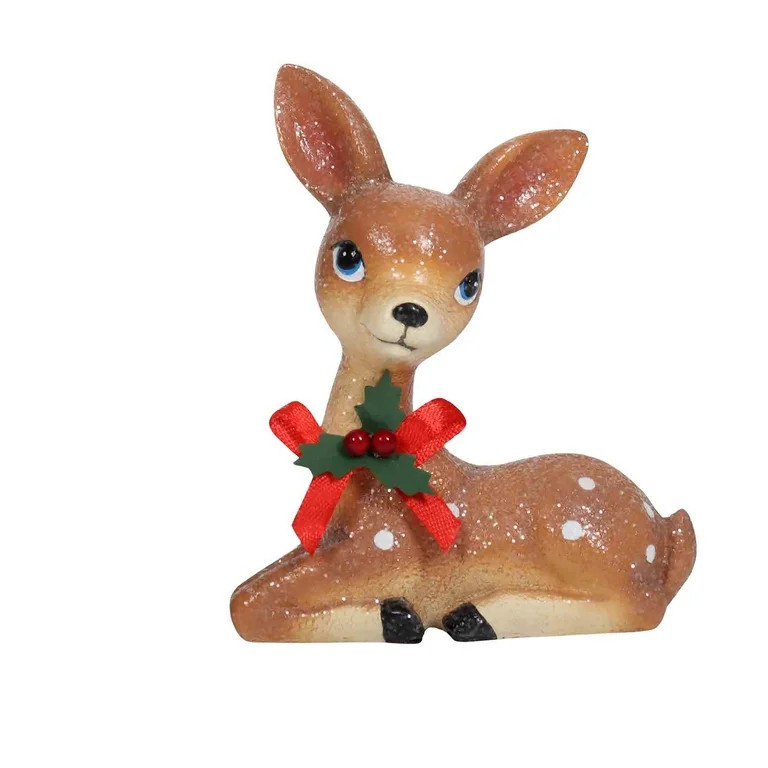 Holiday Time Mini Brown Sitting Deer Christmas Tabletop Decoration, 4.72 inch | Walmart (US)