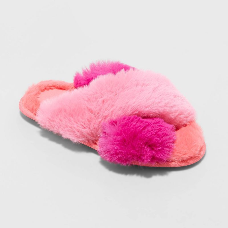 Women's Paris Crossband Fur Slide Slippers - Stars Above™ | Target