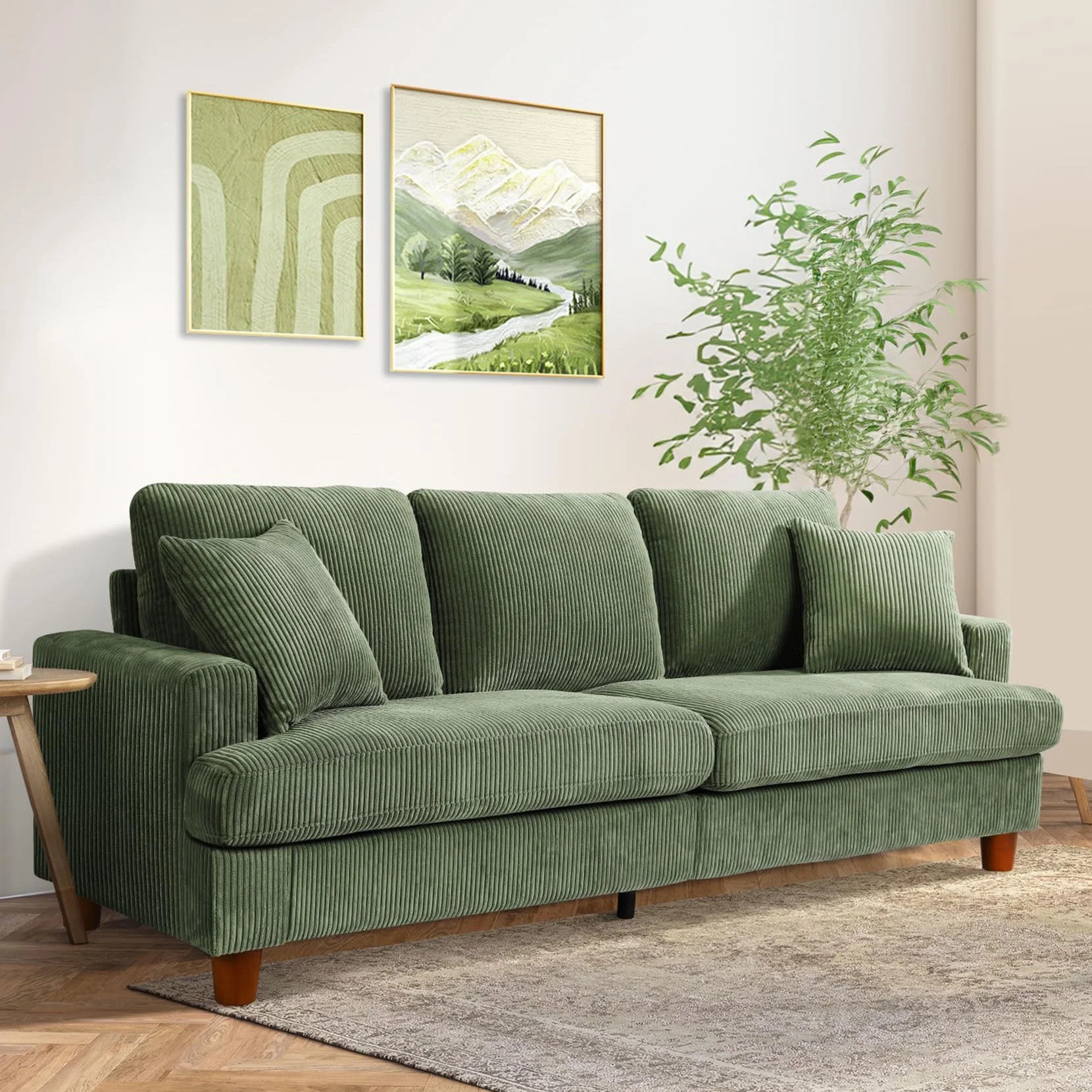 87" Corduroy Sofa,3 Seater Sofa with Extra Deep Seats,Neche Comfy Upholstered Couch for Living Ro... | Walmart (US)
