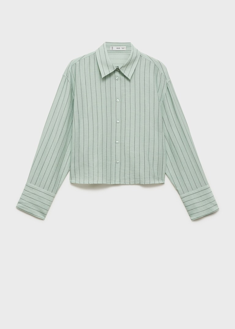 Striped cropped shirt - Women | MANGO United Kingdom | MANGO (UK)