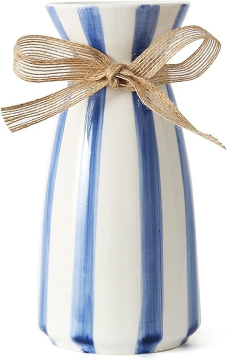Modern simple blue striped ceramic vase, creative bow desktop dried flower bouquet Nordic vase de... | Amazon (US)
