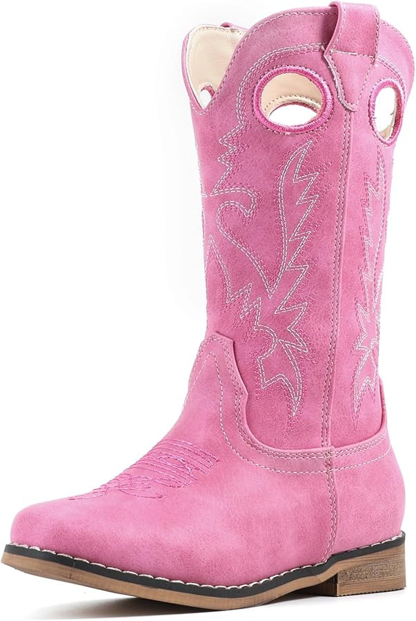 IUV Cowboy Boots for Boys Girls Western Square Toe Cowgirl Boots Mid Calf Riding Shoes (Toddler/L... | Amazon (US)