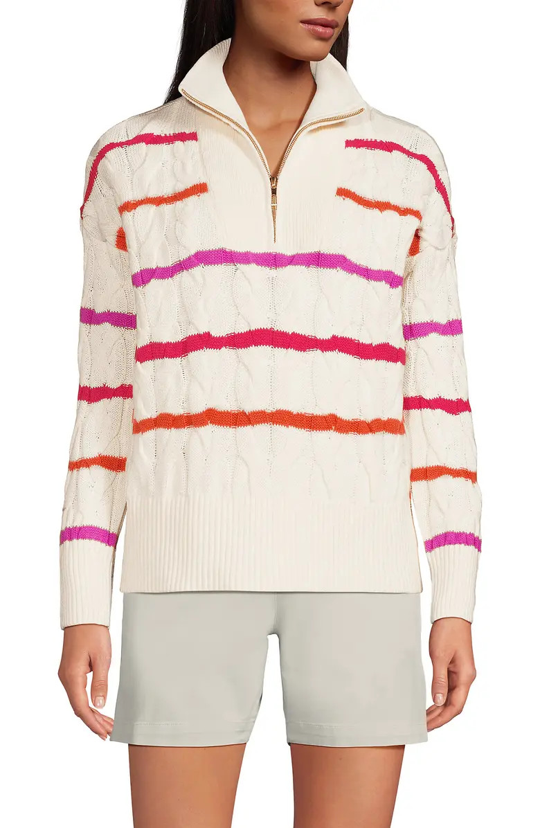Lands' End Drifter Cotton Quarter Zip Pullover Sweater | Nordstrom | Nordstrom
