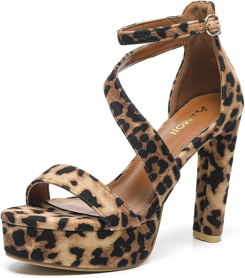 Women's Block Heels 4 Inch Platform Ankle Strap Lady Heeled Sandals FZ325 | Amazon (US)