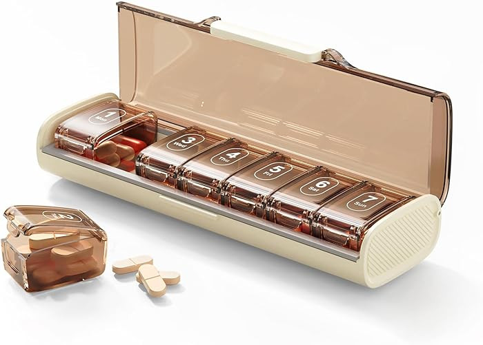 Weekly Pill Organizer,Portable 7 Day Pill Box,Moisture Proof Medicine Pill Organizer,Travel Pill ... | Amazon (US)