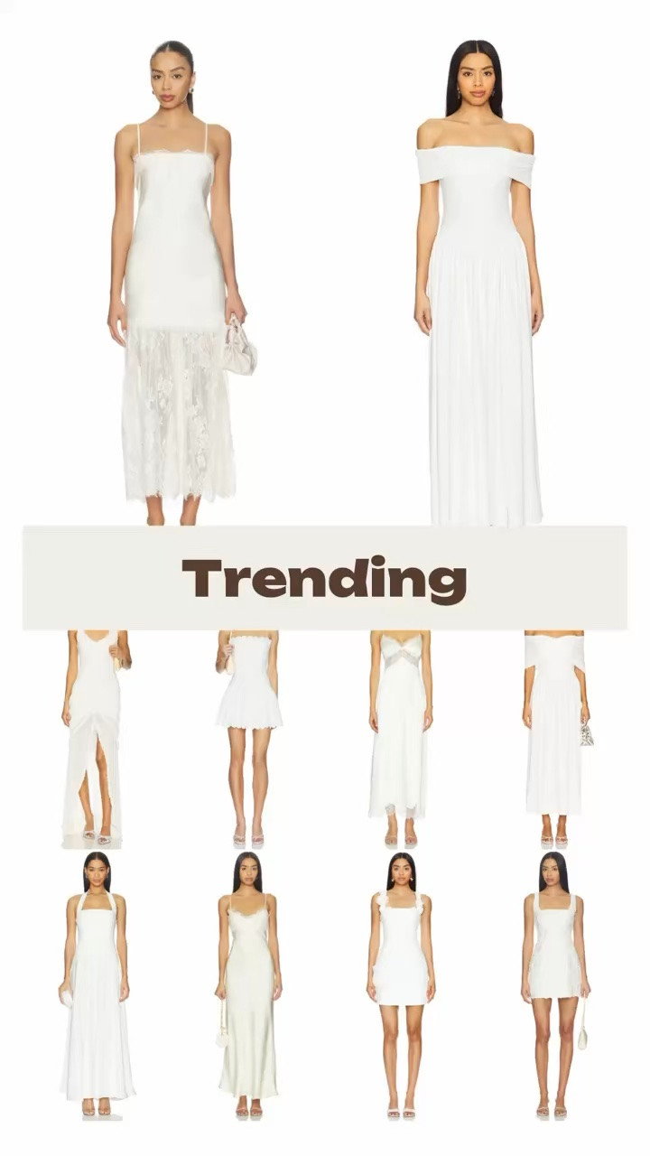 Trending white dresses at Revolve. 

Bachelorette party outfits, bachelorette accessories, vacation packing, resort wear 2026, beach vacation, resort wear, summer clothing, white clothing, destination wedding, beach wedding, honeymoon packing.

#LTKWedding #LTKSeasonal #LTKTravel