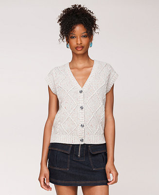 Avec Les Filles Women's Cable Knit Button-Front Vest - Macy's | Macy's