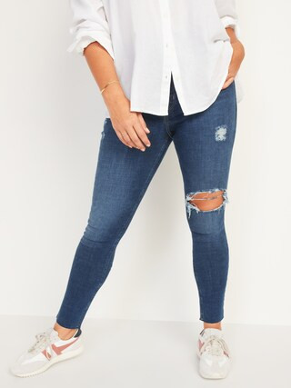Extra High-Waisted Rockstar 360° Stretch Ripped Super Skinny Jeggings for Women | Old Navy (US)