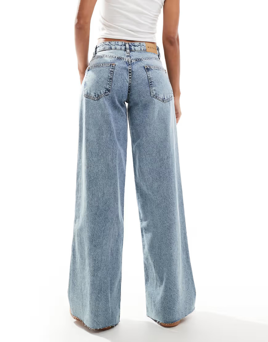 Motel roomy wide leg low rise jeans in vintage blue wash | ASOS (Global)