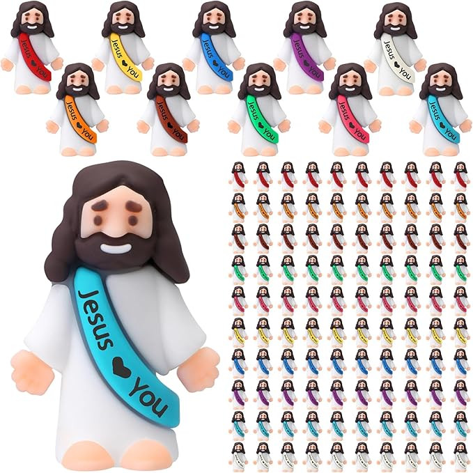 Bememo 100 Pcs Little Jesus Figures Easter Jesus Loves You Original Design Religious Toys Little ... | Amazon (US)