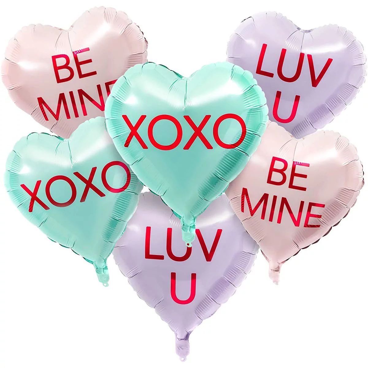 12 Pcs Conversation Candy Heart Foil Balloons for Valentine's Day Party Decorations, Pink, Purple... | Walmart (US)