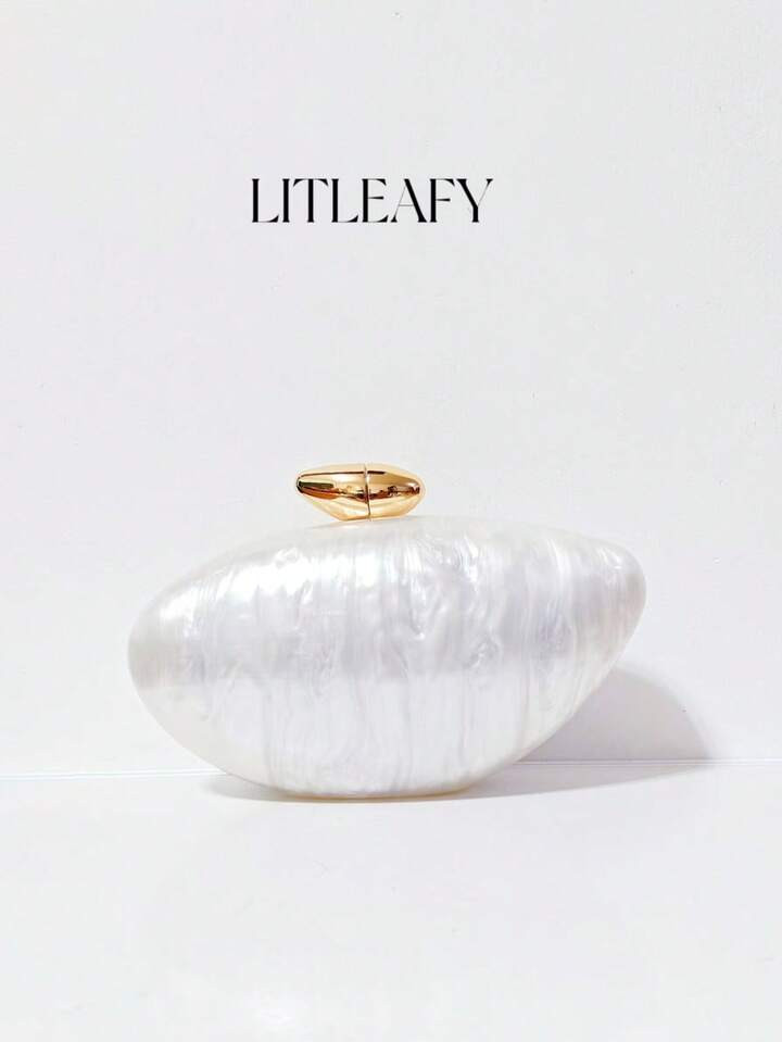 Simple Solid Color Bullet Shaped Acrylic Evening Bag, Fashionable Embossed Pearl Handbag, Suitable For Wedding Party Formal Dresses, Shoulder/Crossbody Small Square Box Cosmetic Bag | SHEIN