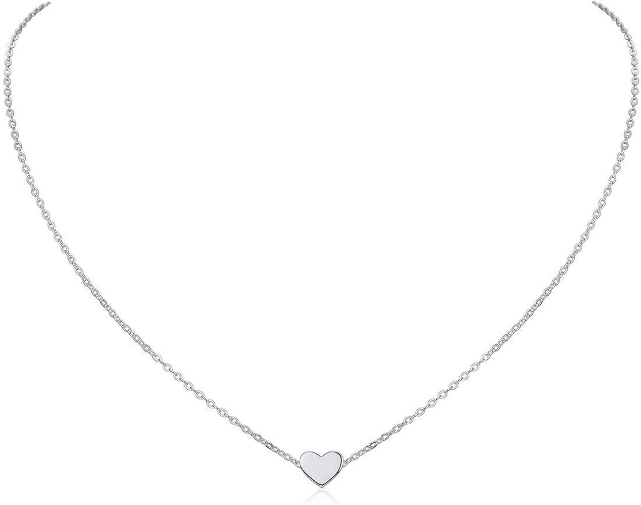 ChicSilver Personalized 925 Sterling Silver Dainty Small Heart/Star/Moon/Dot/Triangle Pendant Nec... | Amazon (US)
