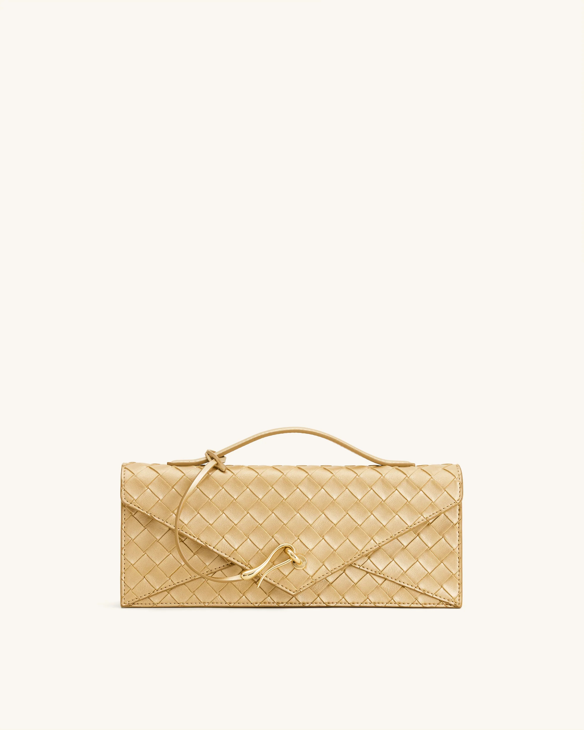 Celeste Woven Textured Envelope Top Handle Bag - Champagne Gold | JW PEI US