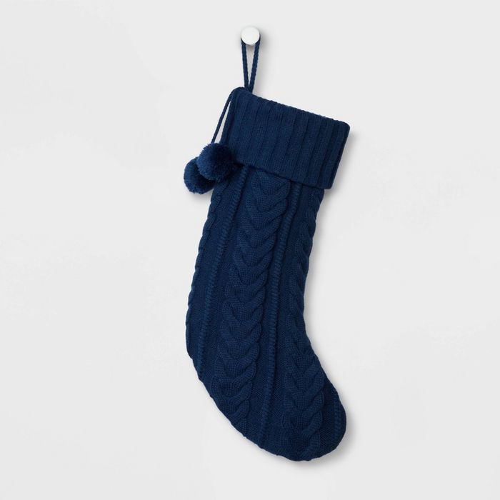 Cable Knit Christmas Stocking Navy - Wondershop™ | Target