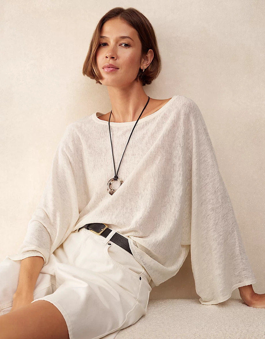 Linen Cotton Oversized Batwing Jumper | Linen Clothing | The  White... | The White Company UK & ROW
