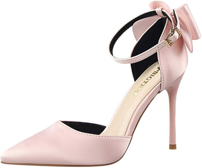 Damen High Heel 10 cm Knöchelriemen Stiletto Closed Toe Kleid Sandalen Kleid Pumps Pumps Pumps P... | Amazon (DE)