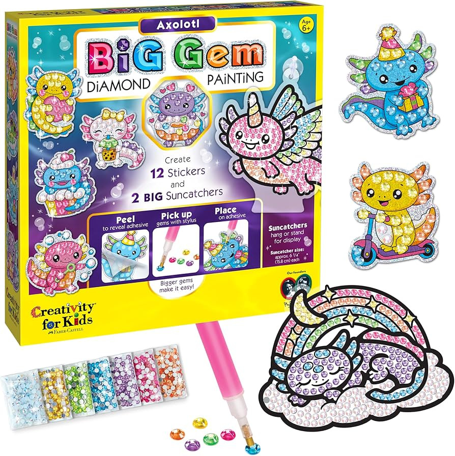 Creativity for Kids Big Gem Diamond Painting Kit: Axolotl Stickers & Suncatcher Kit - Boys and Gi... | Amazon (US)