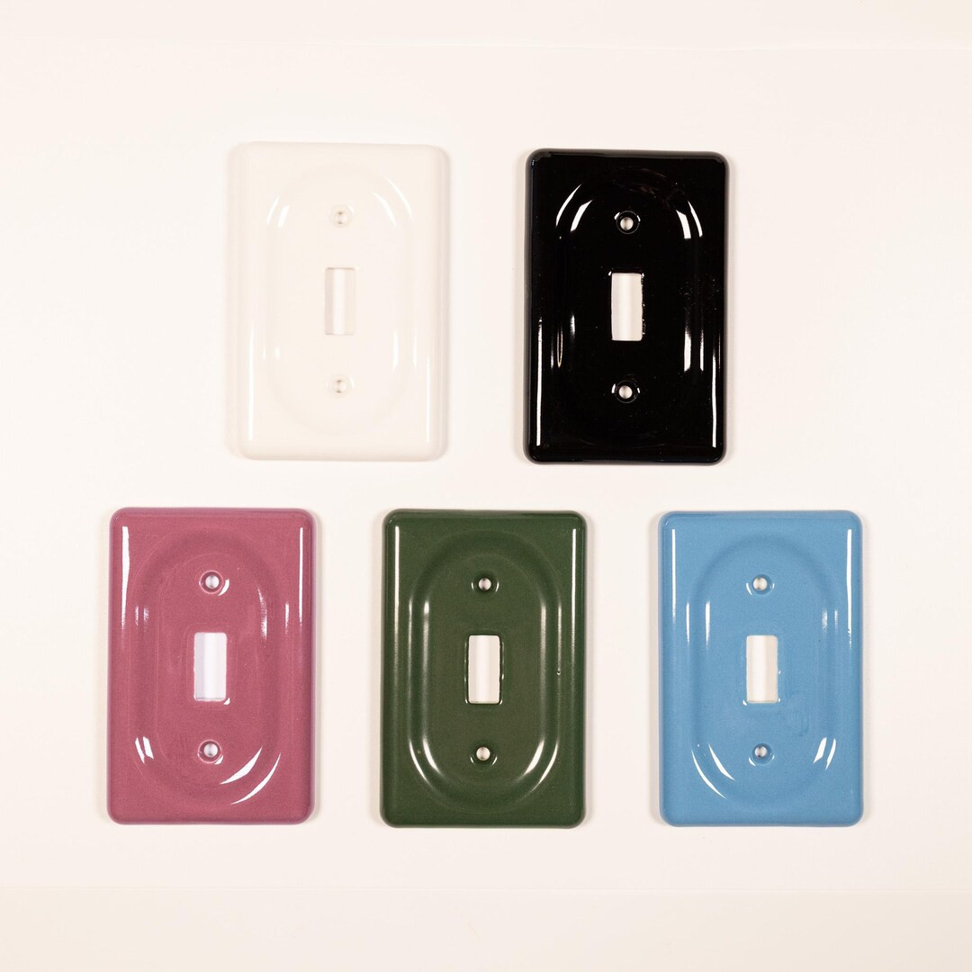 Vintage-style Ceramic Modern Light Switch Plates & Outlet Covers - Mauve Pink, Forest Green, Blue... | Etsy (US)