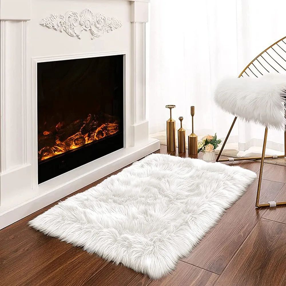 Latepis White Sheepskin Rug 2x3 Faux Fur Sheepskin Rug for Living Room Fluffy Washable Rug for Be... | Amazon (US)