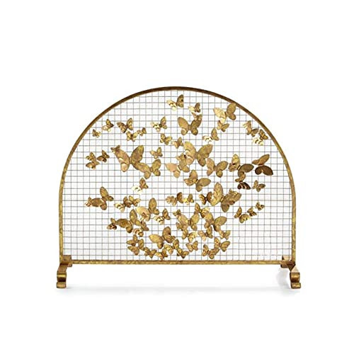 3D Butterfly Design, Fireplace Screen in Gold Color, Semicircle Wrought Iron Sparks Guard Outdoor Safety Gate, Feito na China | Amazon (US)