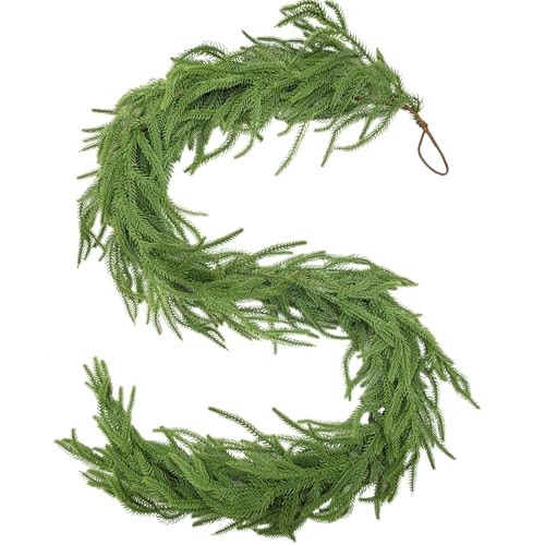 Norfolk Pine Garland Christmas Garland Set - 6FT Realistic Artificial Cedar Garland Christmas Greenery for Mantle, Staircase, Indoor/Outdoor Holiday Decor Lush Evergreen (1, 6 FT) | Amazon (US)